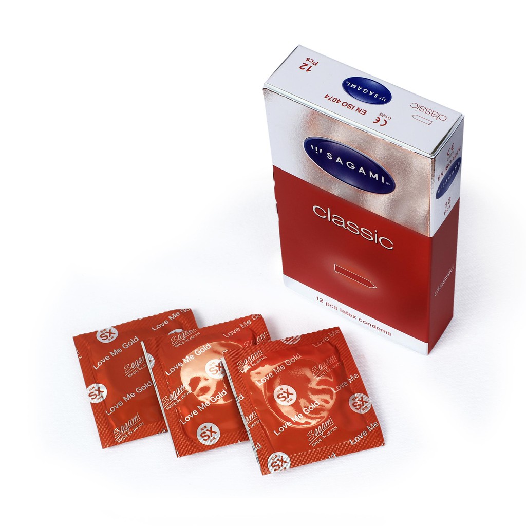 Ảnh Bao cao su Sagami Classic bcs mỏng kiểu truyền thống nhiều gel hộp 12 chiếc 2