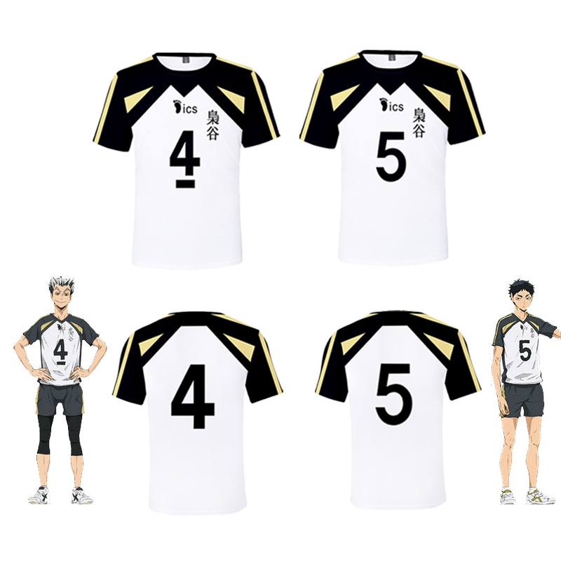 Áo thun thể thao ngắn tay in hình nhân vật Akaashi Keiji Bokuto phim Haikyuu