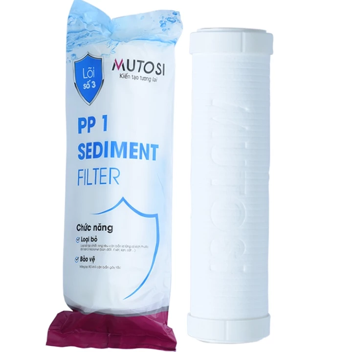 Bộ 3 Lõi lọc nước Mutosi 10 inch số 1 2 3 ( PP5 - GAC - PP1) chính hãng dùng cho máy lọc nước RO – 7