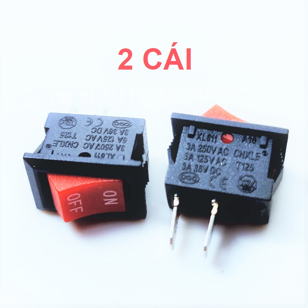 Combo 2 cái Công tắc bập bênh on off 2 chân, Kdc1-11 6A-125V 3A-250v 13 ...