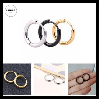 Bông tai Unisex tròn xỏ lỗ G Dragon LINDO Titan không đen, không gỉ (1 CHIẾC)