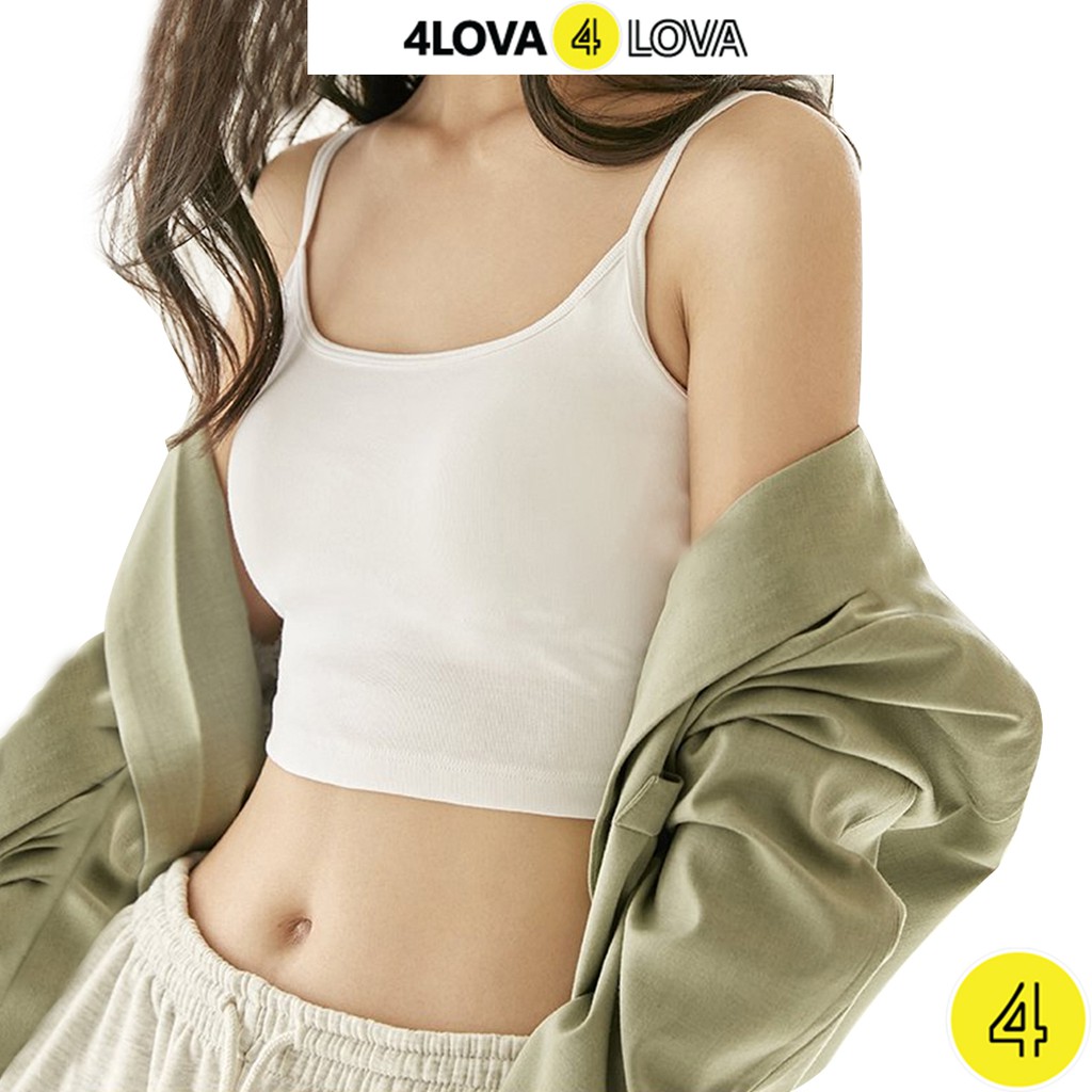 Áo croptop hai dây dáng ôm 4LOVA vải cotton mịn co giãn thoáng mát