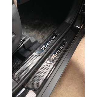 Ốp bậc cửa Tucson, nẹp bước chân Hyundai Tucson 2022, Chất liệu Carbon cao cấp