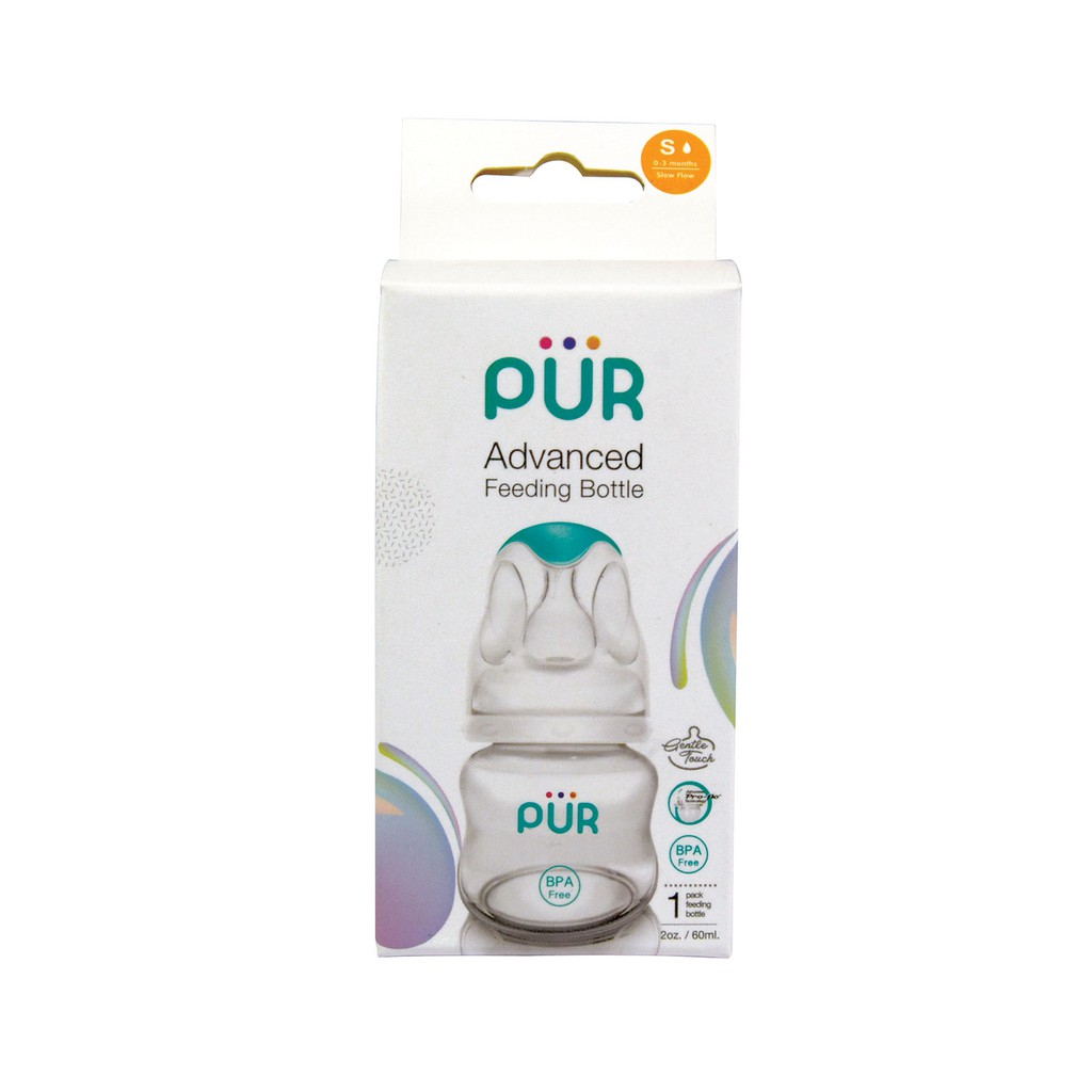 Ảnh Bình sữa cổ thường Pur Advanced 60ml có sẵn 1 núm size S (0-3th) trong bình 2