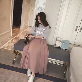 Mùa Xuân Mùa Hè Voan Hai Lớp Lớn Xoay Váy Kích Thước Lớn Cao Cấp Phong Cách Dân Tộc Sinh Viên Váy Dài