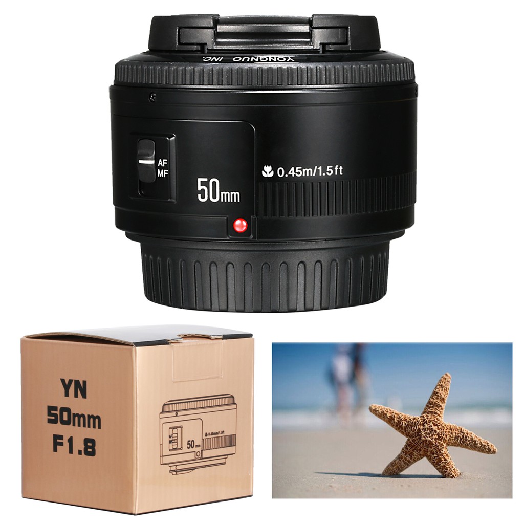 Yongnuo 50mm F1.8 AF/MF Auto Focus Lens for Canon EF Mount EOS Camera ...