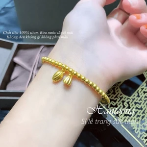 Vòng tay titan nữ không gỉ thiết kế hình bông sen đài sen phong cách cổ điển thanh lịch mẫu mới