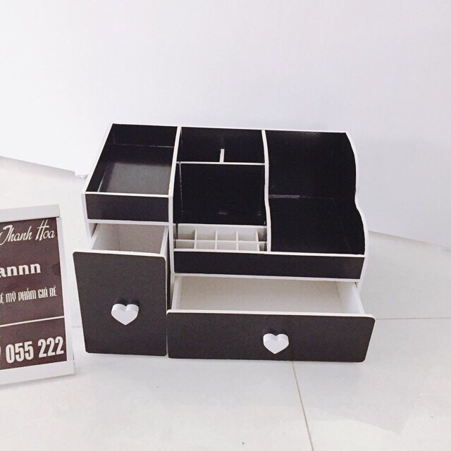 Kệ mỹ phẩm 35cm max đen 1 ngăn kéo nhỏ núm tim | BigBuy360 - bigbuy360.vn