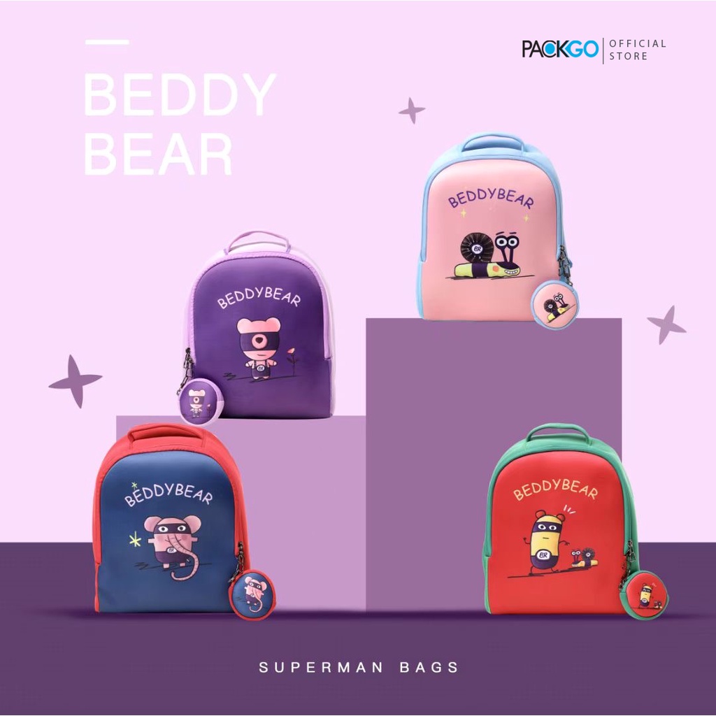 Balo Beddybear  cho bé trai gái học mẫu giáo, mầm non từ 2 đến 5 tuổi chính hãng Beddy Bear, chất liệu nhẹ an toàn