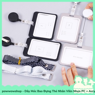 [Sẵn VN - Hỏa Tốc] Dây Kéo Bao Đựng Thẻ Nhân Viên Nhựa PC + Acrylic Phong Cách Đơn Giản Simple Black & Grey