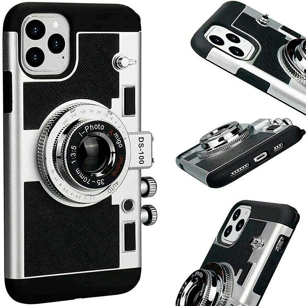 Ốp Điện Thoại Cho iPhone 15 15Plus 14 plus 14pro MAX 15promax 13 12 11 Pro MAX XS MAX XR 3D Cool Thiết Kế Camera Bao Da Có Dây Đeo Cổ Có Thể Tháo Rời Tương Thích Cho iPhone 12 / 12Pro