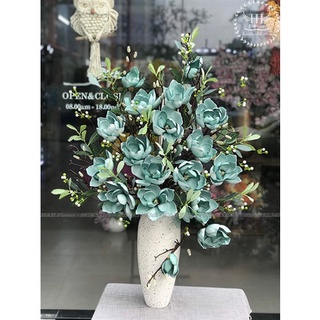 Hoa Giả Cành Hoa Mộc Lan 6 Bông Cánh Nhọn Cành Dài 120cm
