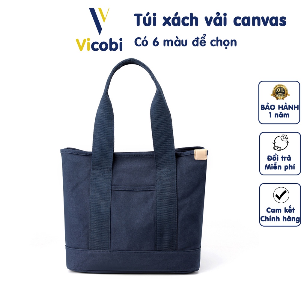 Túi vải Canvas dày dặn đeo vai, xách tay Vicobi CV1, tiện cho bạn đi làm, du lịch, cafe hay đi học, có 6 màu để chọn