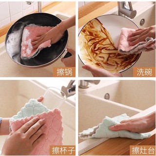[COMBO 10] Khăn lau đa năng bếp, bát đĩa, cốc chén thấm nước chống dính dầu mỡ hai mặt giá rẻ Kích thước 25 x 12cm