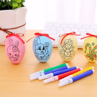 3 Trứng Hoạt Hình Và 4 Bút Tô Màu - Thỏ Hồng VPP