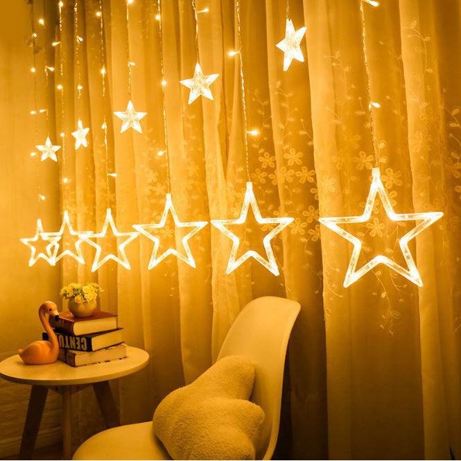 (Xài điện) Bộ rèm đèn led 3m 10 đèn led hình ngôi sao trang trí ngoài ...