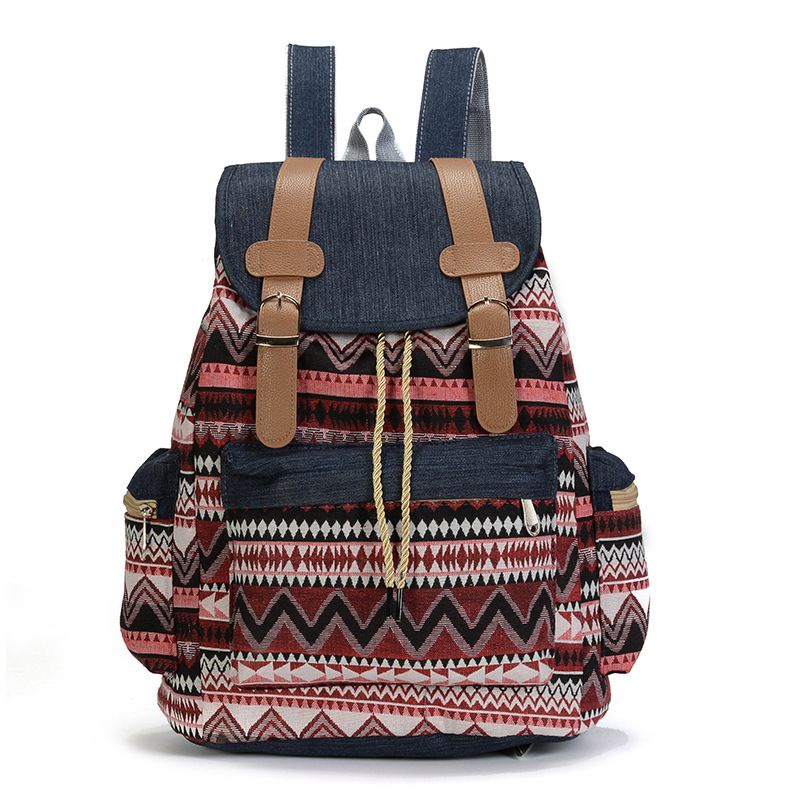 Dasbsug Nữ Canvas Vintinge Ba Lô Dân Tộc Ba Lô Bohemian Schoolbag