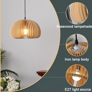 AIMI Thiết Kế Nhật Bản Vintage Basswood Nhà Bếp Đèn Trần Ăn Đèn Chùm Bí Ngô Mặt Dây Chuyền Đèn Nhà Hàng Tre Đèn Chùm