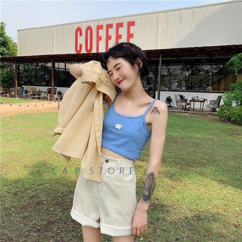 [có sẵn] áo hai dây trứng rán nhiều màu | Shopee Việt Nam