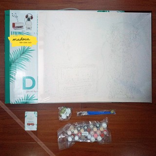 Tranh tô màu 40x50cm có khung chú cún thư giãn T2030