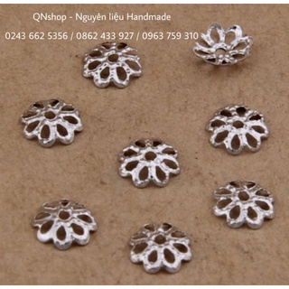 50 Charm bọc hạt hình hoa 8 cánh 7mm mỏng