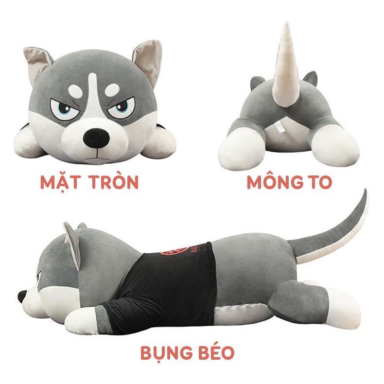 Gấu Bông Chó Husky Mặt Ngáo Nhồi Bông Hàng Cao Cấp Babi Mama G02
