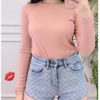 Áo thun gân tay dài , áo thun nữ dáng chuẩn tôn dáng RUBY CLOTHING A05