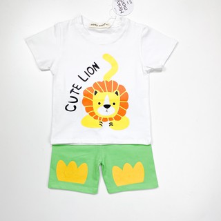 Bộ bé trai bộ bé gái ngắn tay hình con vật 100% cotton Minky Mom MK05