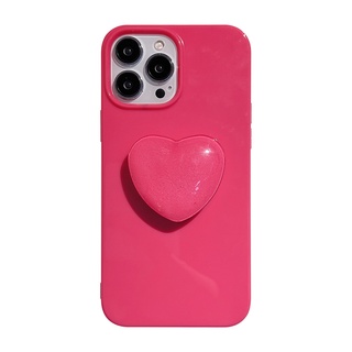 Ốp Điện Thoại Mềm Màu Trơn In Hình Trái Tim 3d Có Giá Đỡ Cho IPhone 13 13pro 13mini 12 11 Pro Max IX XR SE2 I8 Plus