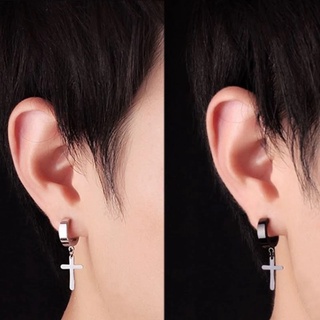 1 Khuyên Tai Tròn / Hình Thánh Giá / Ngôi Sao Bằng Thép Titan Không Gỉ Phong Cách punk rock Không Cần Xỏ Lỗ Dành Cho Nam Và Nữ