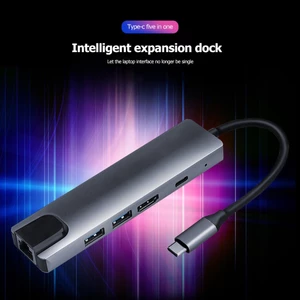a] Bộ Chuyển Đổi RJ45 PD 4K HDMI 2 USB3.0 65W Cho Máy Tính Xách Tay Bộ Chuyển Đổi HUB 5 Trong 1 Type-C Phụ Kiện Máy Tính