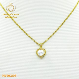 Dây Chuyền, Vòng Cổ Nữ Mặt Trái Tim May Mắn Xi Mạ Vàng Non Cao Cấp - Trang Sức Hava Hong Kong