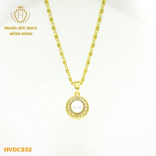 Dây Chuyền, Vòng Cổ Nữ Mặt Đính Đá, Titan Xi Mạ Vàng Non 24k Cao Cấp - Trang Sức Hava Hong Kong