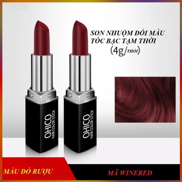 Son Nhuộm Tóc Bạc Tạm Thời Màu Đỏ Rượu Vang OHICO Wine Red 4g/thỏi