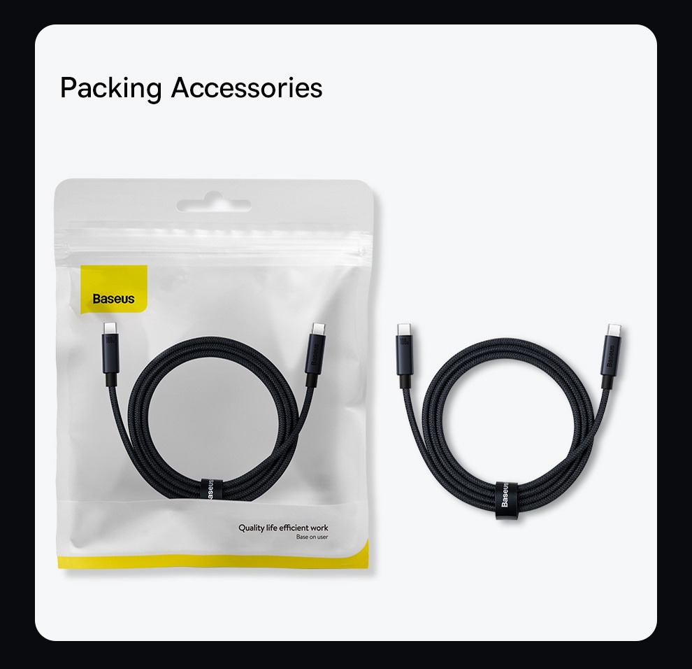 Cáp sạc nhanh BASEUS PD 100W USB-C sang Type-c thích hợp cho Phone 15 Xiaomi Samsung MacBook iPad – ảnh mô tả chi tiết 12