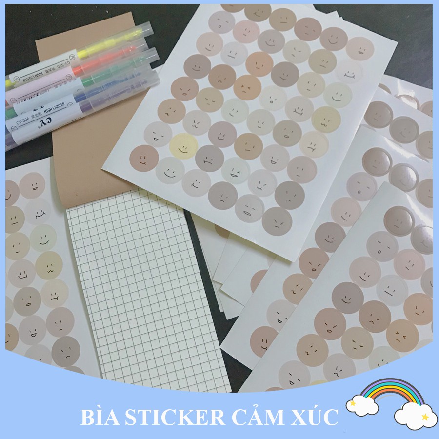 Bìa sticker cảm xúc hình tròn tone màu pastel | Shopee Việt Nam
