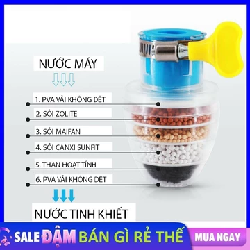 Đầu Lọc Nước Trực Tiếp Tại Vòi Gồm 6 Tầng Lọc - Vòi Lọc Nước Mini 6 Tầng Có Co Tăng Giảm Gắn Được Mọi Loại Vòi