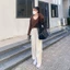 Quần Nỉ Tăm Ống Suông Dây Rút 3 Màu Freesize Quần Nỉ Ống Rộng Thu Đông chất tăm mịn, Quần nỉ nữ cạp cao