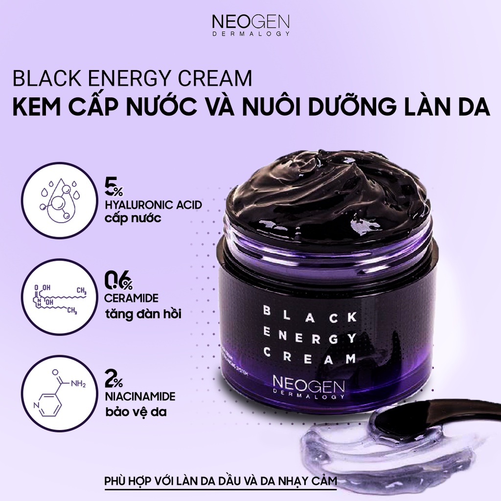 Ảnh Kem Cấp Nước Nuôi Dưỡng Làn Da Dành Cho Da Dầu Và Da Nhạy Cảm Neogen Dermalogy Black Energy Cream 80ml 4