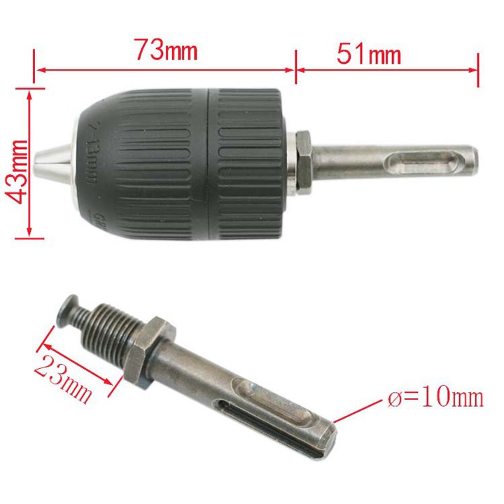 Đầu kẹp khoan tự động , Đầu chuyển đổi máy khoan bê tông sang đầu kẹp nhanh 2-13mm