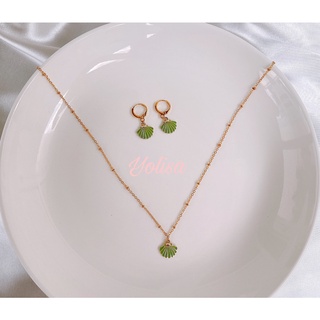 Dây chuyền và bông tai handmade vỏ sò