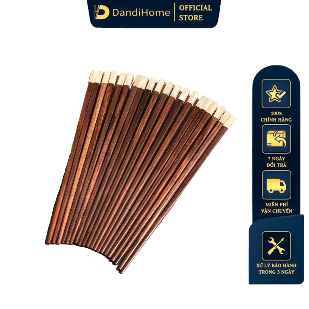 Bộ đũa gỗ trắc DandiHome cao cấp (Có lựa chọn 10 đôi và 5 đôi)