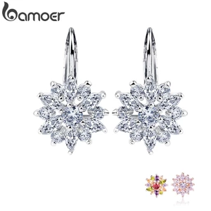 Khuyên tai Bamoer jie041 bạc đính đá zircon nhiều màu sắc cho nữ