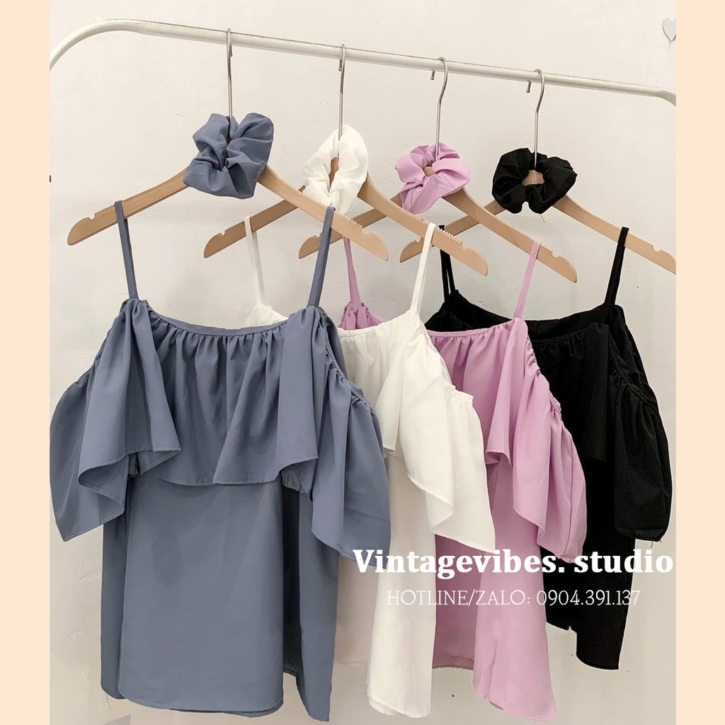 Áo 2 Dây Trễ Vai Bèo Kèm Dây Buộc Tóc (Hàng Qccc) - Ảnh Thật Tự Chụp 1000%  | Shopee Việt Nam