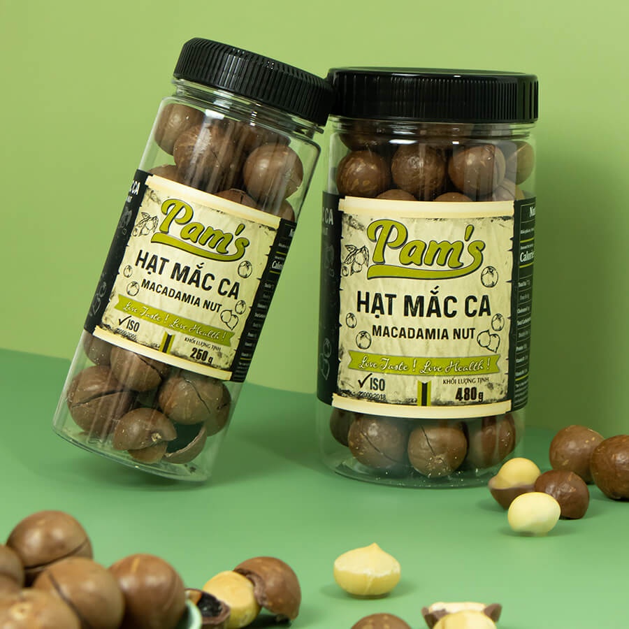 Combo Mẹ Bầu - Hạt Macca Nứt Vỏ Nhập Khẩu Úc 480g/hũ + Nhân hạt óc chó 200g/hũ Pams