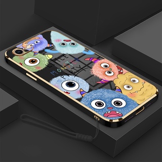 Ốp Điện Thoại TPU Silicon Mềm Mạ Điện Hình Quái Vật Nhỏ Có Dây Đeo Cho iPhone 7 8 7 plus 8 plus 6 6s 6s plus 6 plus