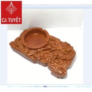 (RẺ NHẤT) GẠT TÀN THUỐC LÁ GỖ HƯƠNG TA NGUYÊN KHỐI CHẠM RỒNG LỬA ĐỂ BÀN CỰC ĐẸP - ẢNH THẬT SIZE TO