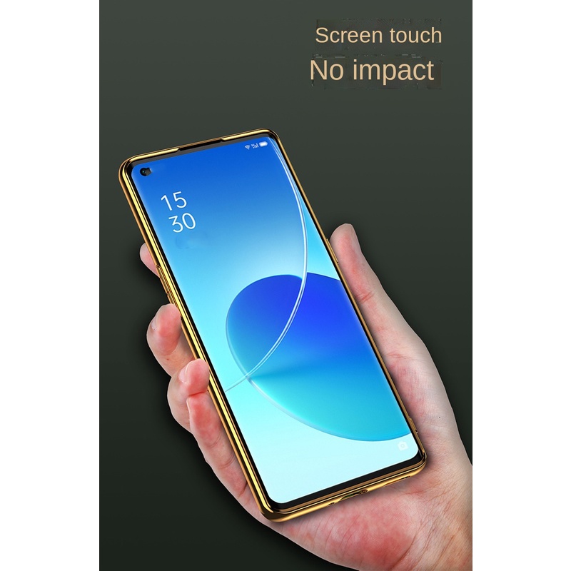 Ốp Điện Thoại Da Viền Kim Loại Chống Sốc Bảo Vệ Lens Cho OPPO Reno 6 Pro 6 Pro+ Reno 5 Pro 5 Pro+