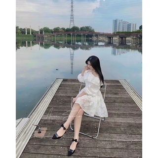 Katy Dress_Váy trễ vai cổ yếm dài tay_Anne Studio