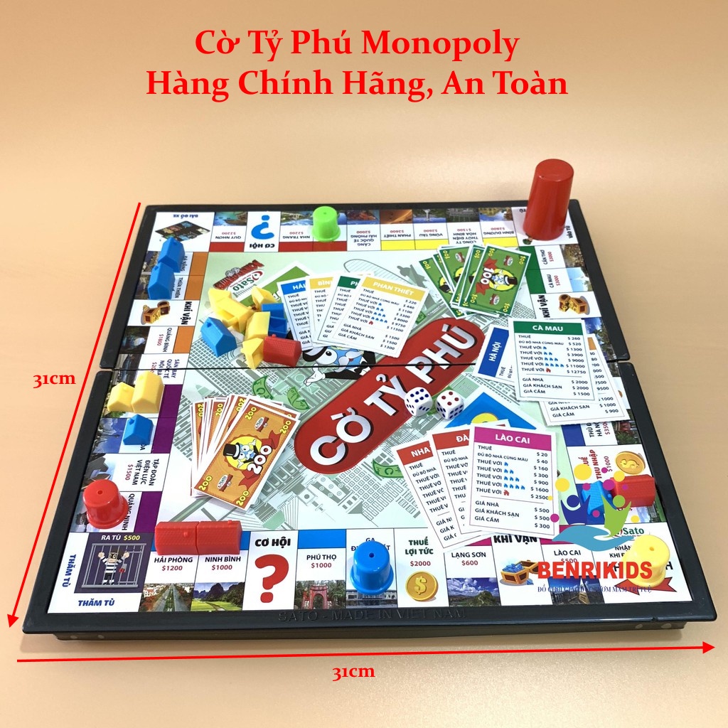 Ảnh Cờ Tỉ Phú Monopoly Vui Nhộn Cao Cấp, An Toàn Cỡ Cực Đại 42x42 - Bộ Cờ Tỷ Phú Chính Hãng Amalife 4